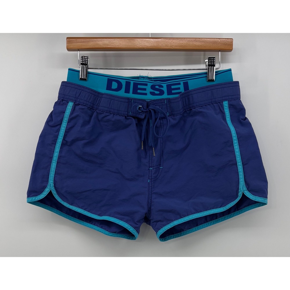 Diesel Seaside Swim Shorts Women Small Blue Mesh Lined Faux Sagging Waistband